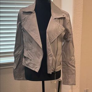 Blank NYC Light Gray Moto-Style Leather Jacket